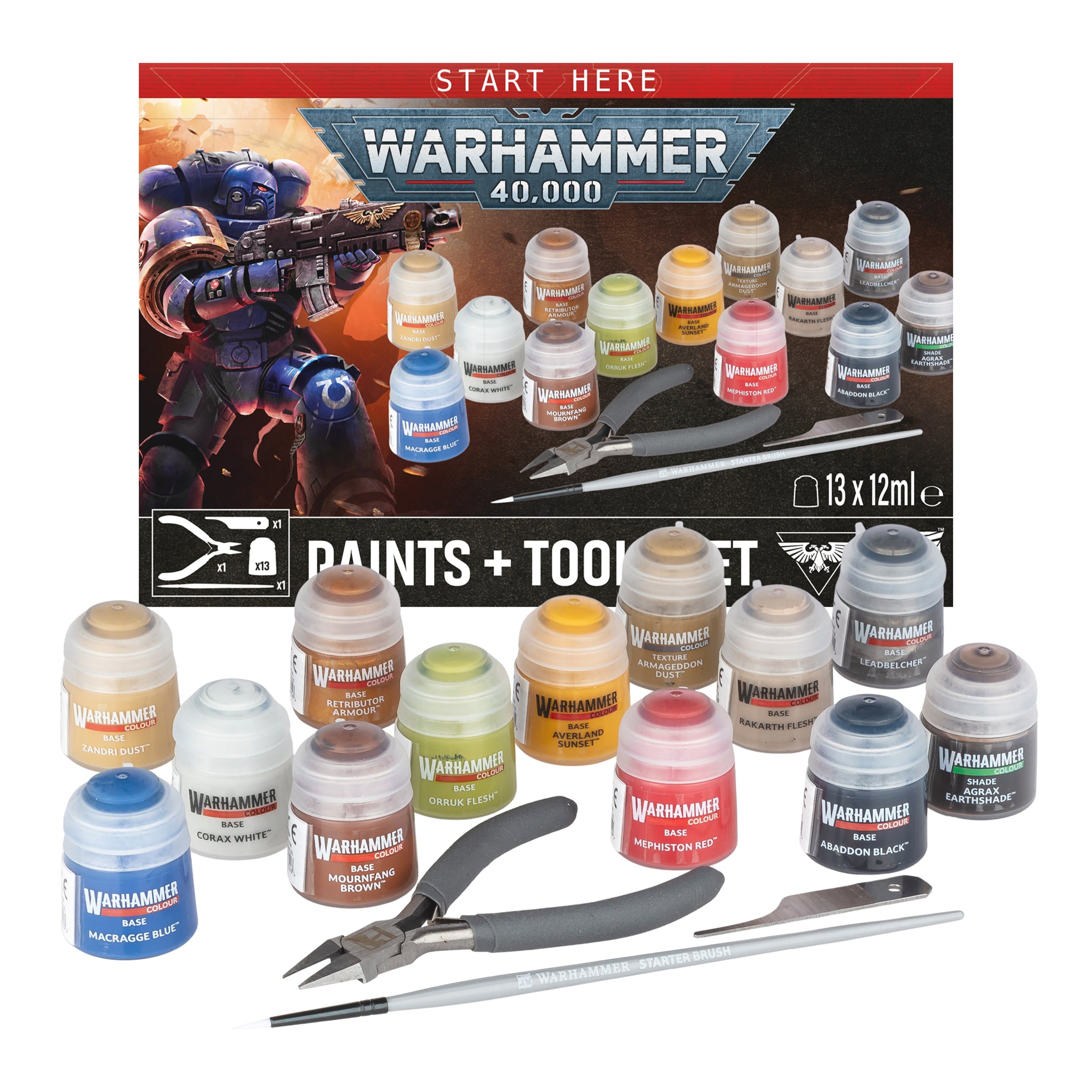Warhammer 40k Paints + Tools Set
