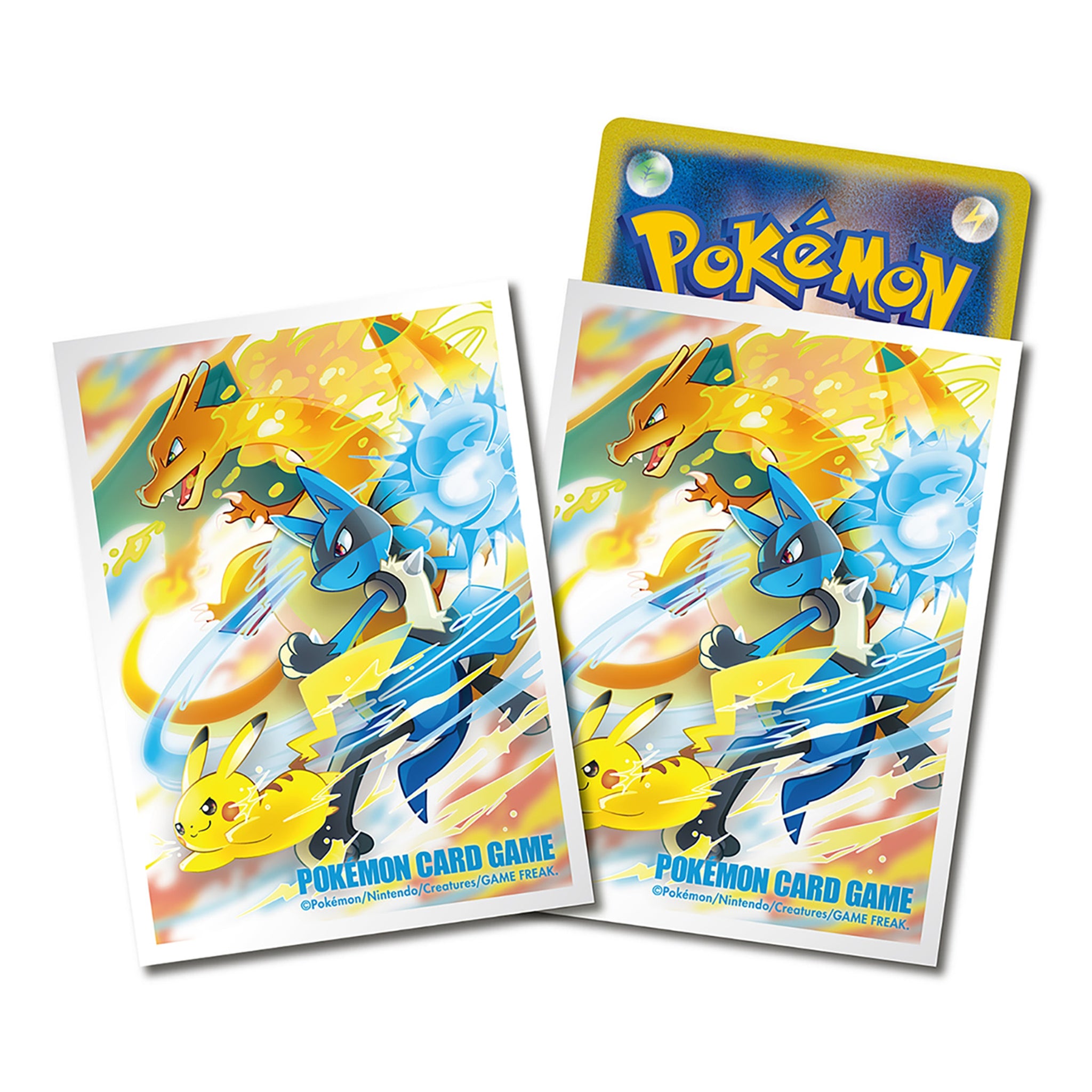 Pokémon Center Sleeves - Pikachu mit Lucario & Glurak