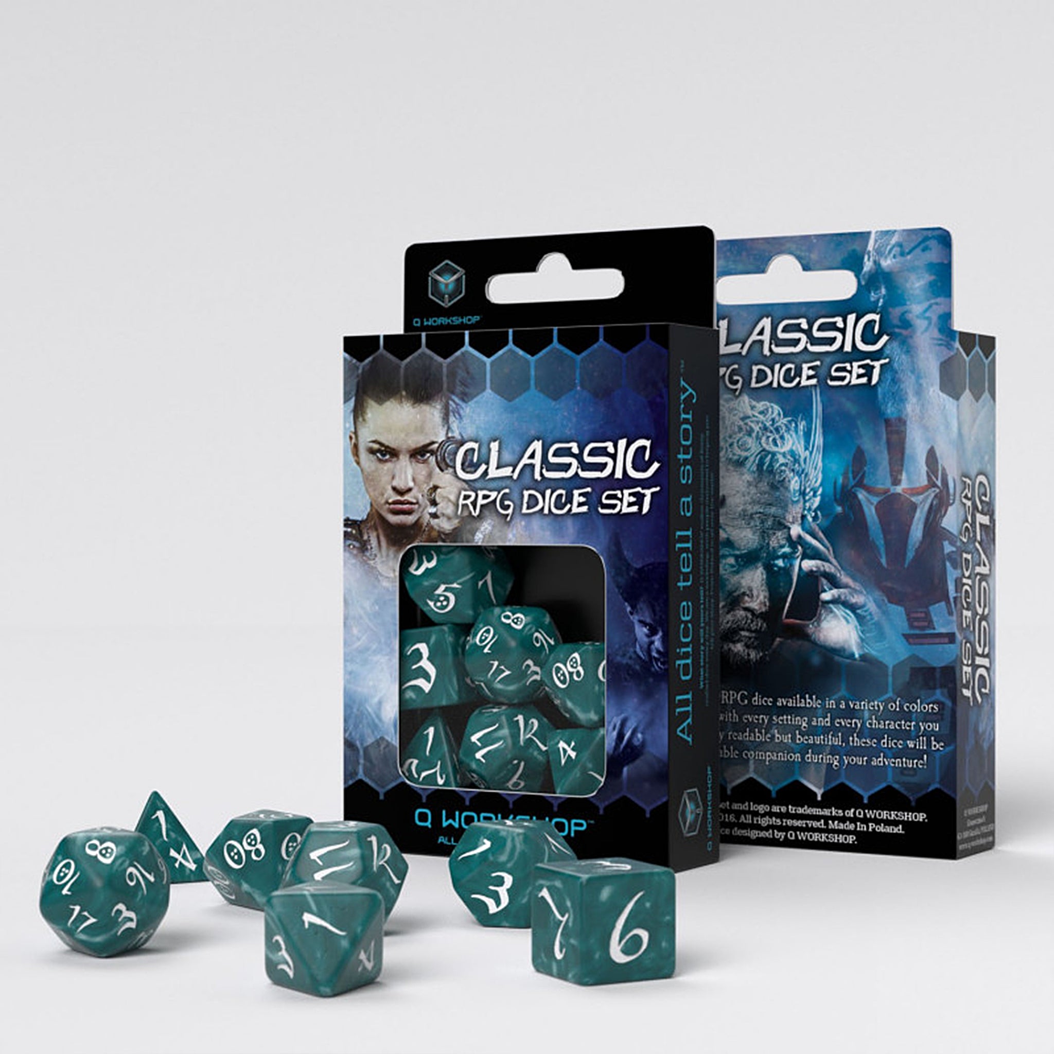 Classic RPG Dice Set – Stormy & White
