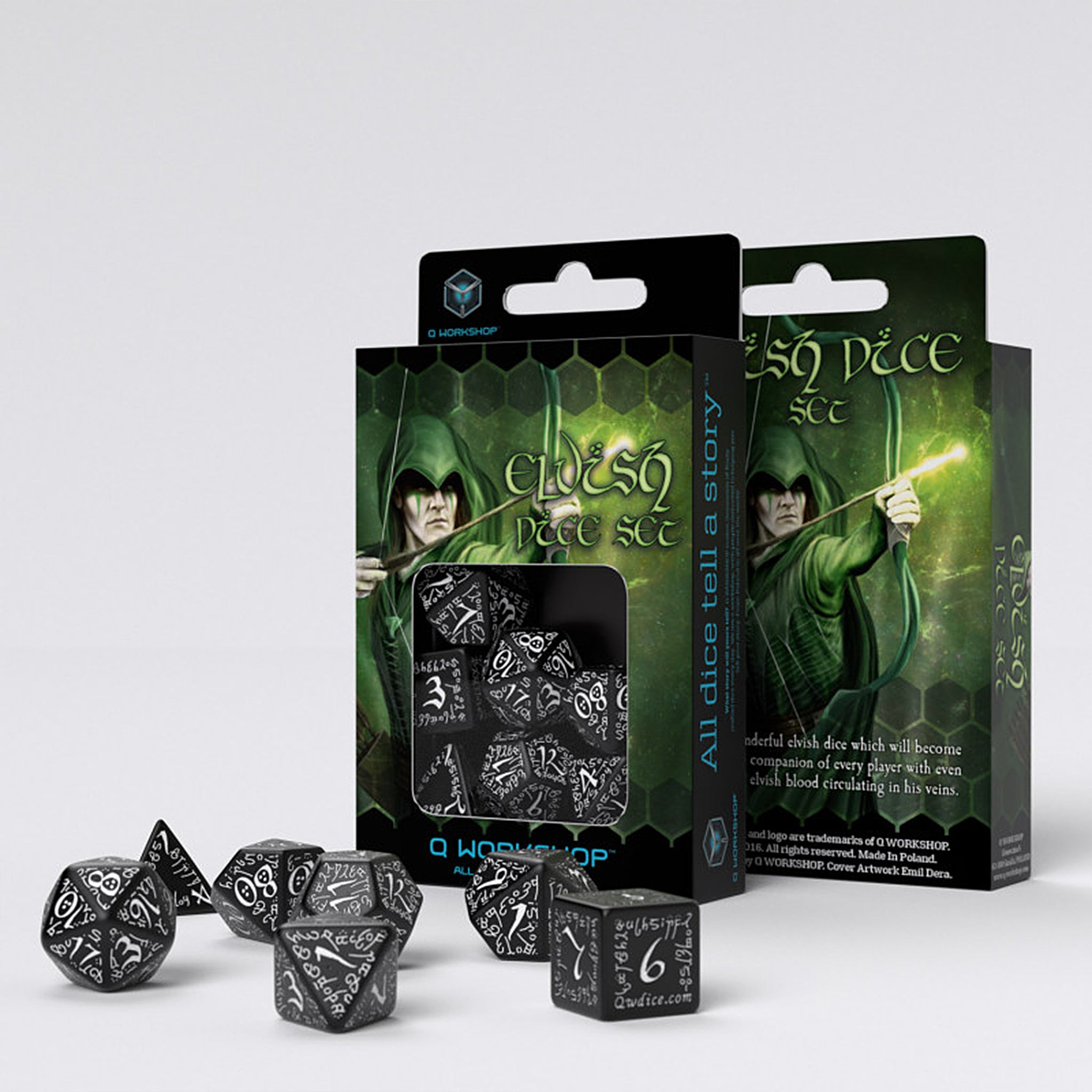 Elvish Dice Set - Black & White