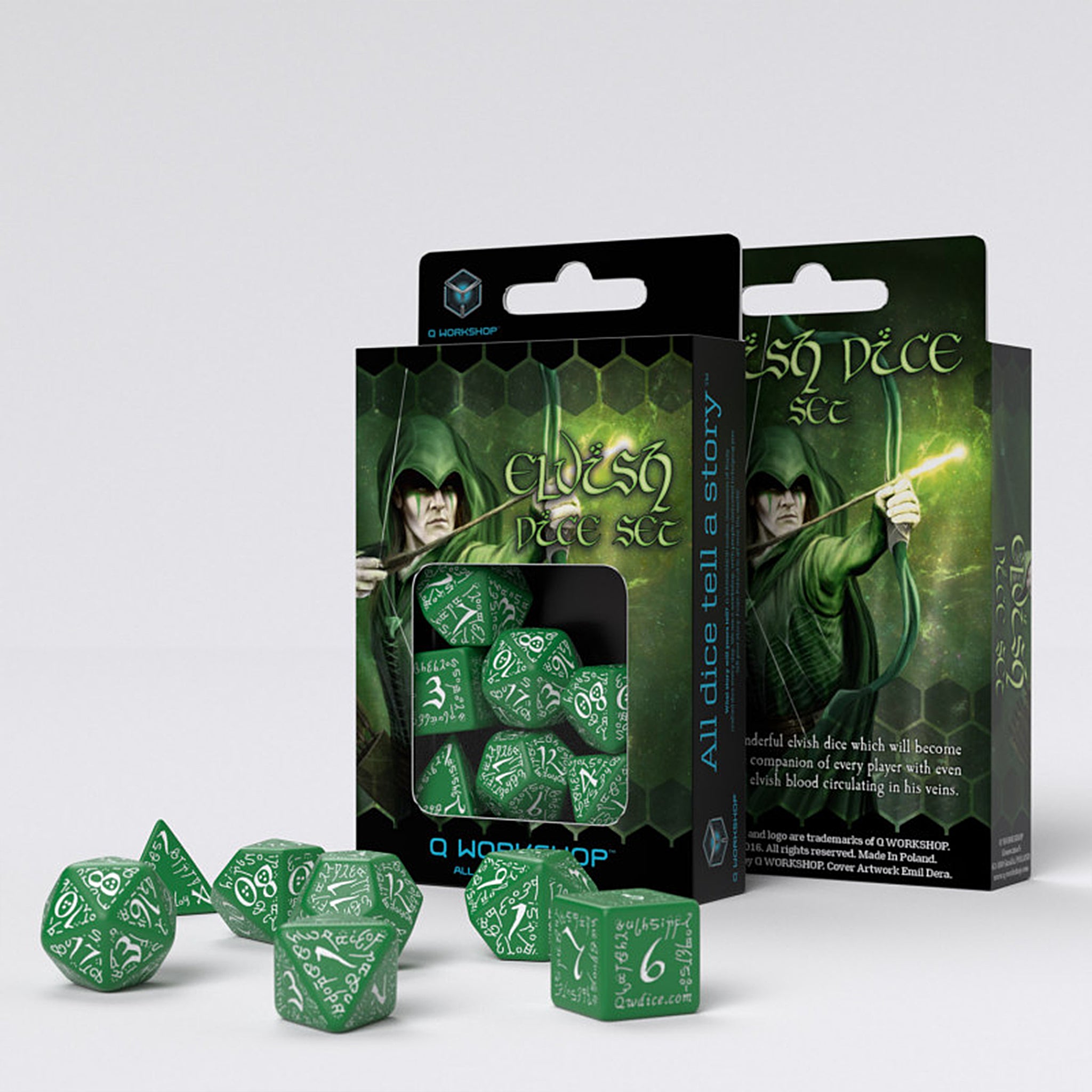 Elvish Dice Set - Green & White