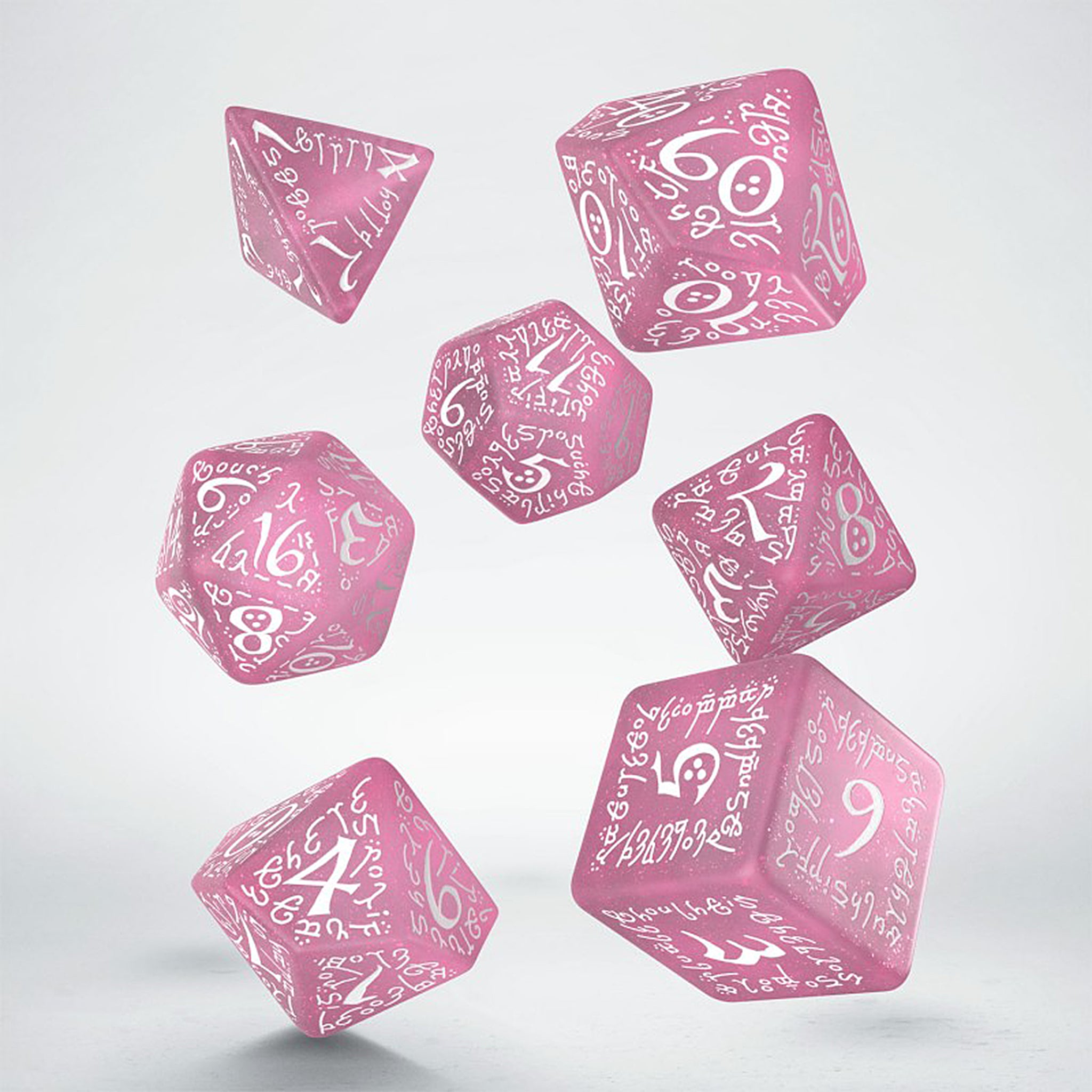 Elvish Dice Set - Pink & White